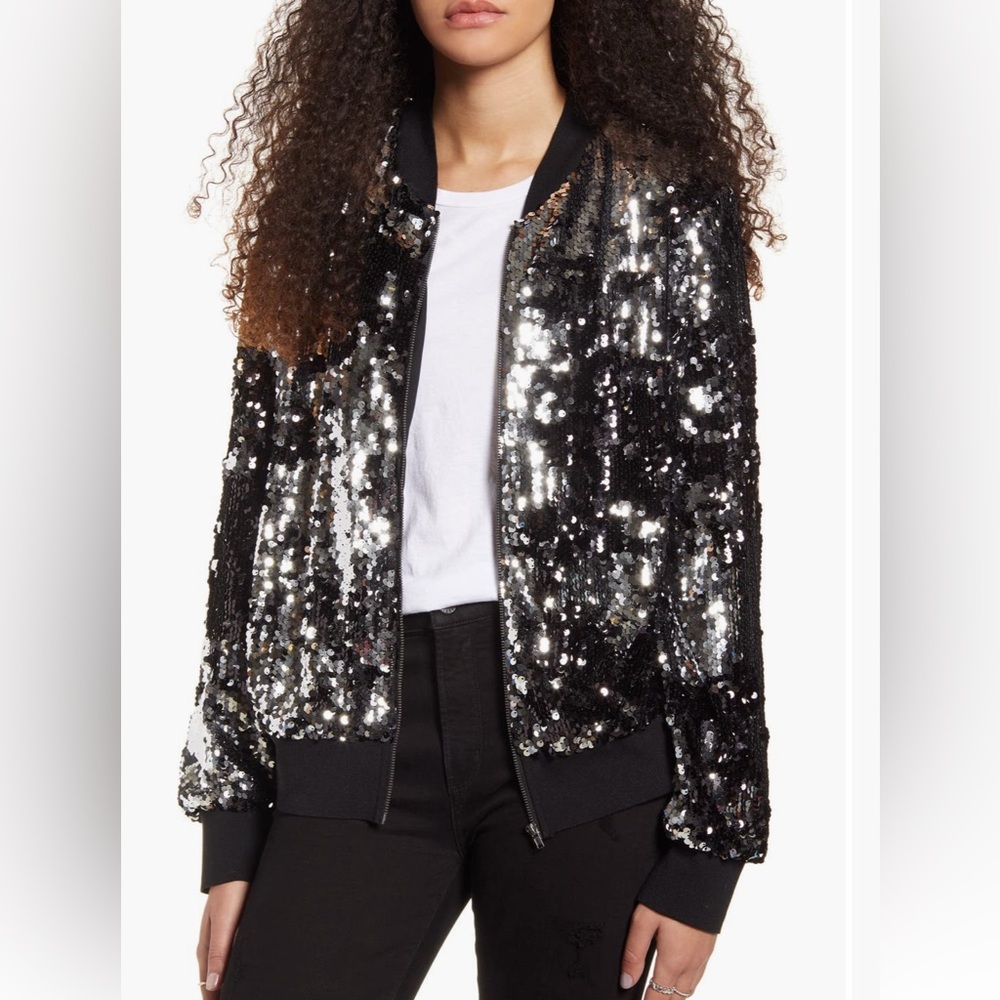 Socialite Sequin Bomber Jacket - Size Small (4-6)